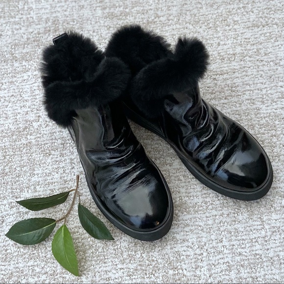 Patent Leather, Faux Fur Lined, Slip-On BOOTIES⭐️ So Cute - Picture 3 of 12